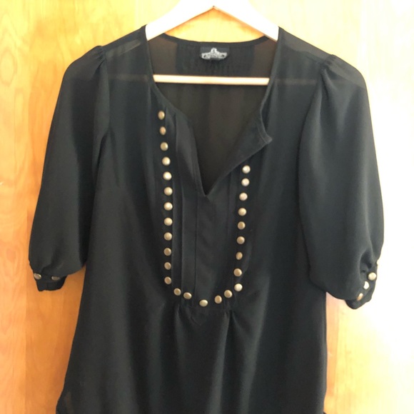 Angie | Sheer Black Top with Bronze Embellishments - Picture 1 of 8